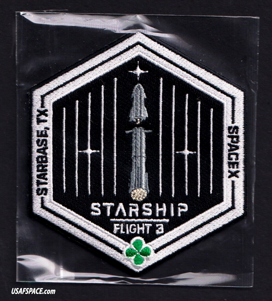 Authentic SPACEX STARSHIP TEST FLIGHT-3 SUPER HEAVY STARBASE, TX Mission PATCH