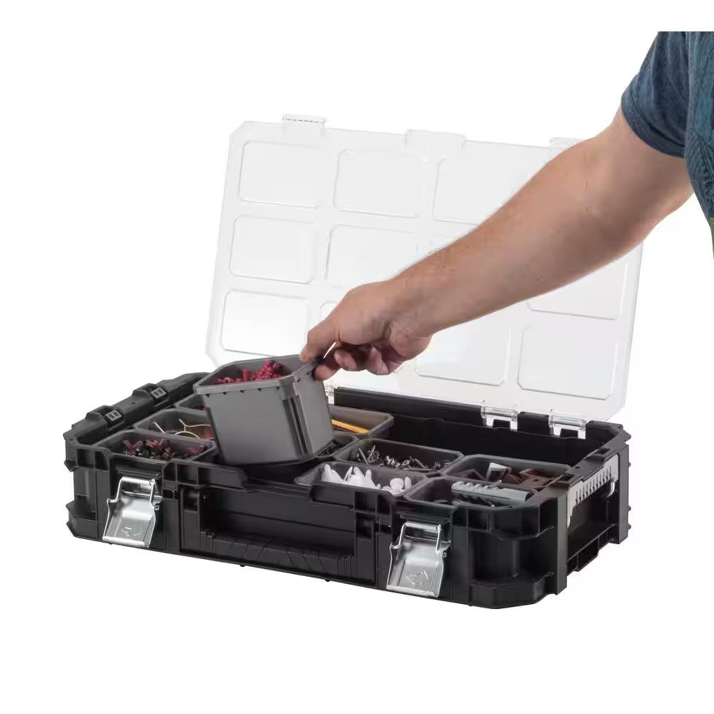 2 Pack Stackable Portable 10 Compartment Tool & Parts Organizer Heavy Duty NEW