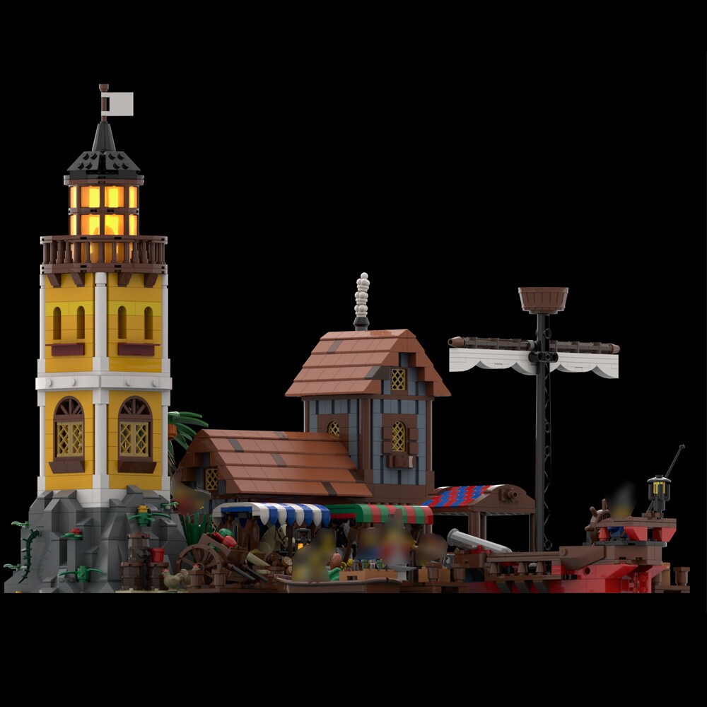 Compatible Modular Harbor Medieval Architecture for Pirates World 2155