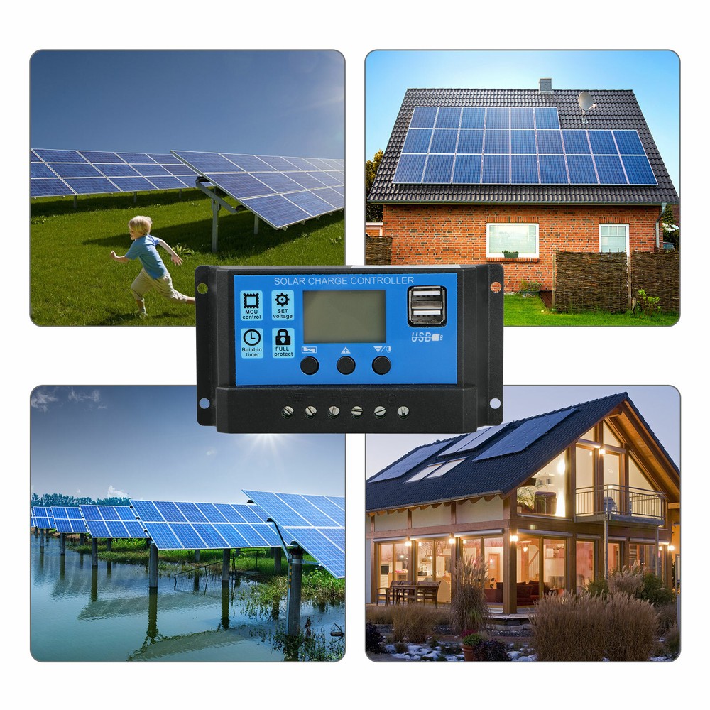 Solar Panel Charge Controller Regulator 12V/24V Auto 30A Battery Regulator LCD
