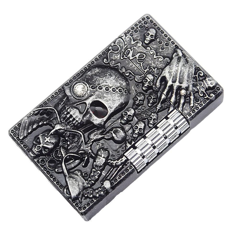 Skull Lighter - Refillable Butane, Windproof, Soft Flame, Metal Skull Design ...