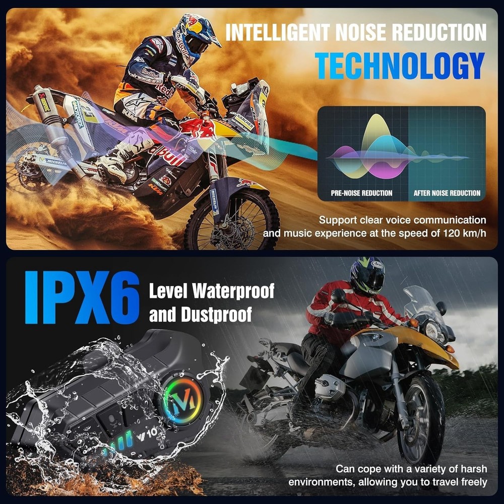 FM Motorcycle Headset Bluetooth Helmet Intercom Speaker Music Share Headphone