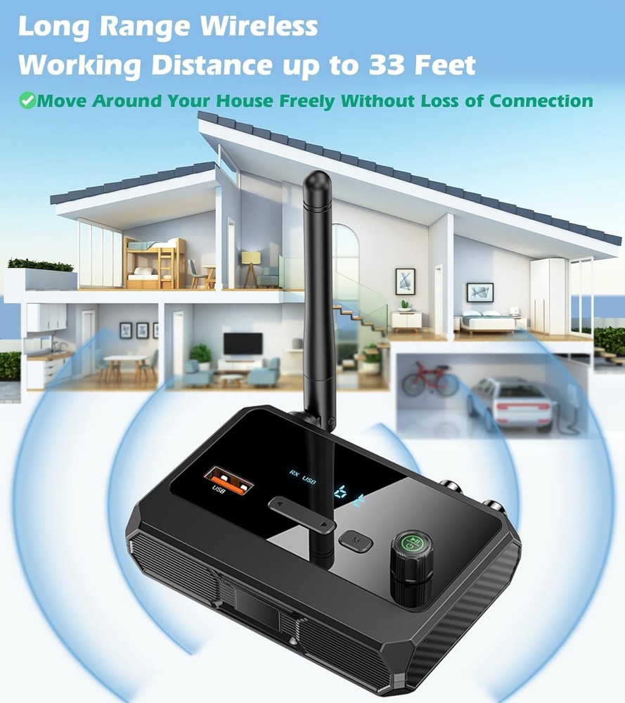 Bluetooth 5.3 Home Stereo Audio Receiver AUX USB Optical HD Music to RCA Adapter