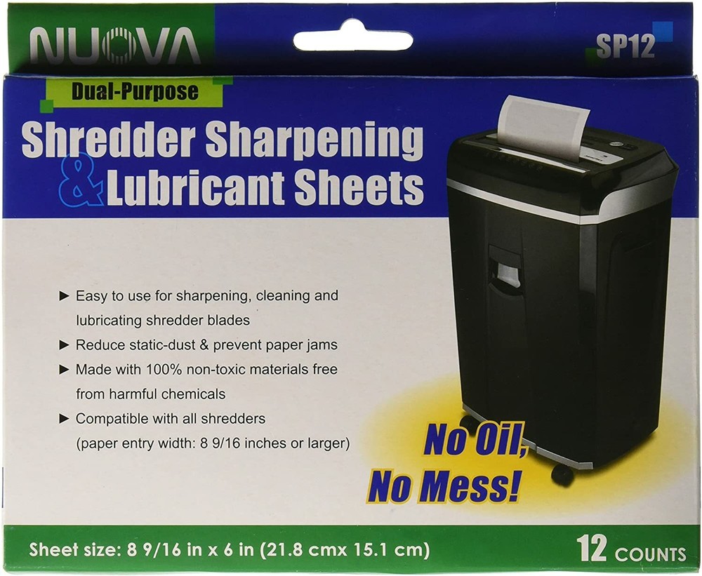 Nuova SP12 Shredder Sharpening & Lubricant Sheets, 12 Count