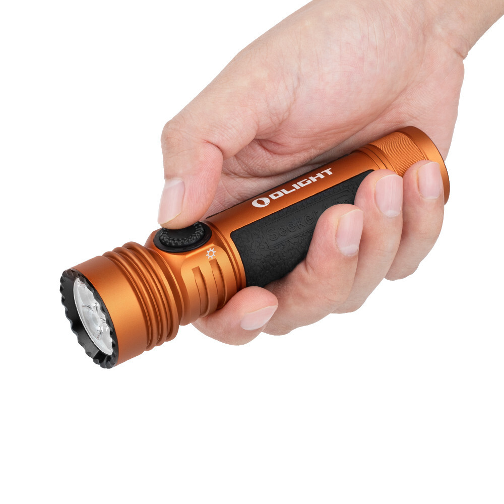 Olight Seeker 4 Pro Orange Flashlight, Versatile Holster, 4600L, Cool White