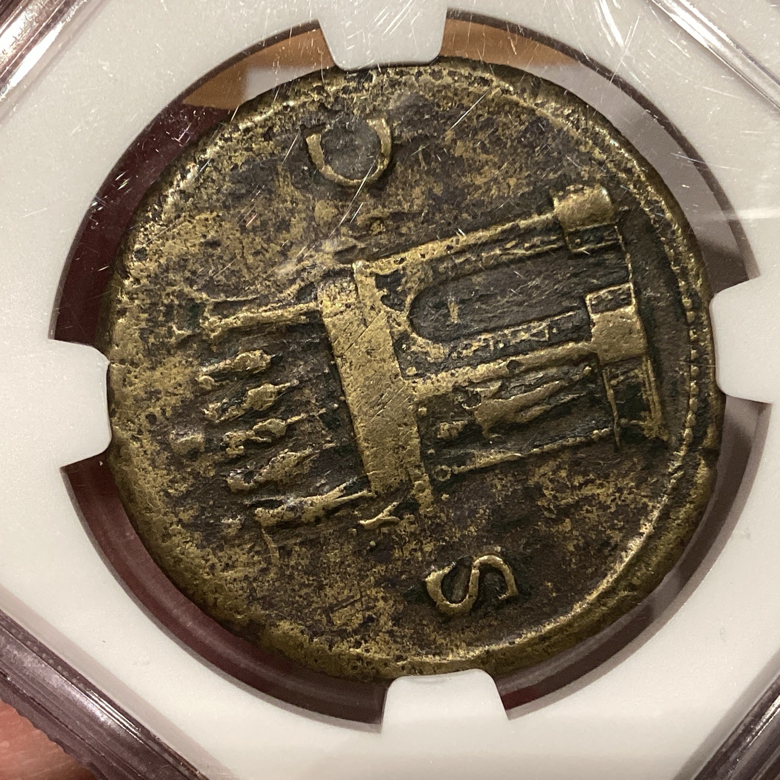 Roman Empire Nero AD54-68 AE Sestertius 28.57g Lugdunum Left Head Arch Scarce