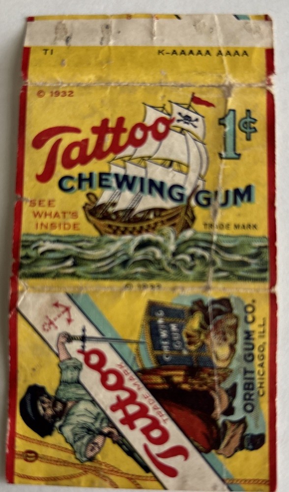 1932 Orbit Chewing Gum Tattoo Wrapper Orbit Gum Co