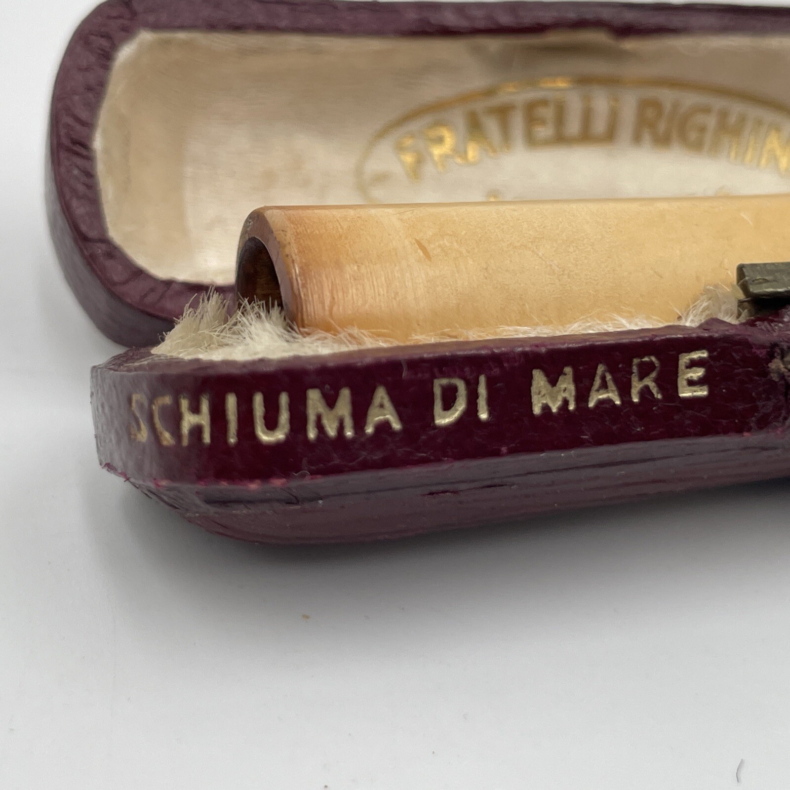 Antique French Cigarette Amber Leather Case Pipe Cigar Fratelli Brothers Italy