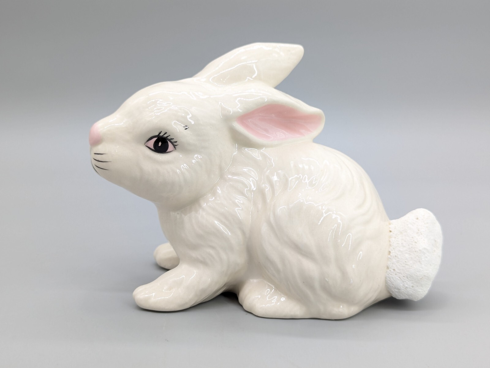 Ceramic White Rabbit Figurine Statue Cottontail Easter Bunny 7"