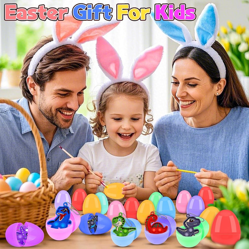 Kiss Monkey 24 Pack Prefilled Easter Eggs with Toys, 2.7inch Easter Eggs Fill...