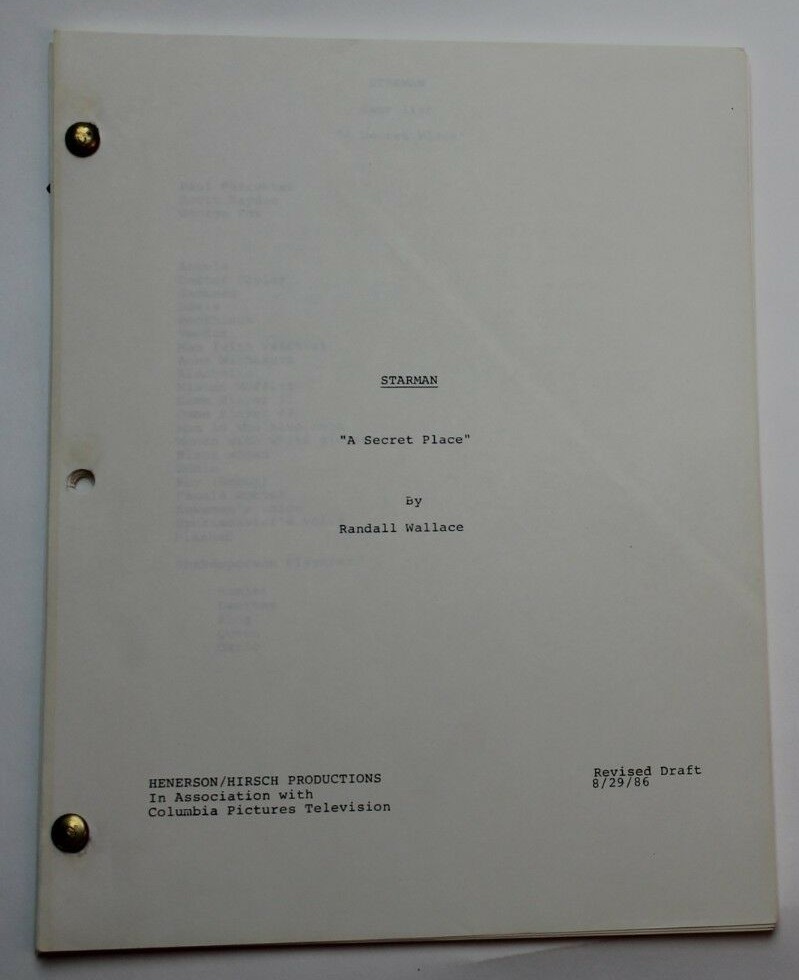 STARMAN / Randall Wallace, 1986 alien Sci Fi TV Script "Secrets" Robert Hays