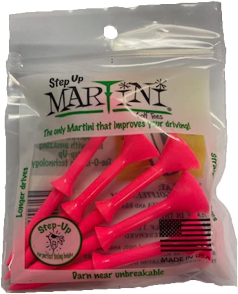 Martini Step-Up Golf Tees - Virtually Unbreakable - Pink