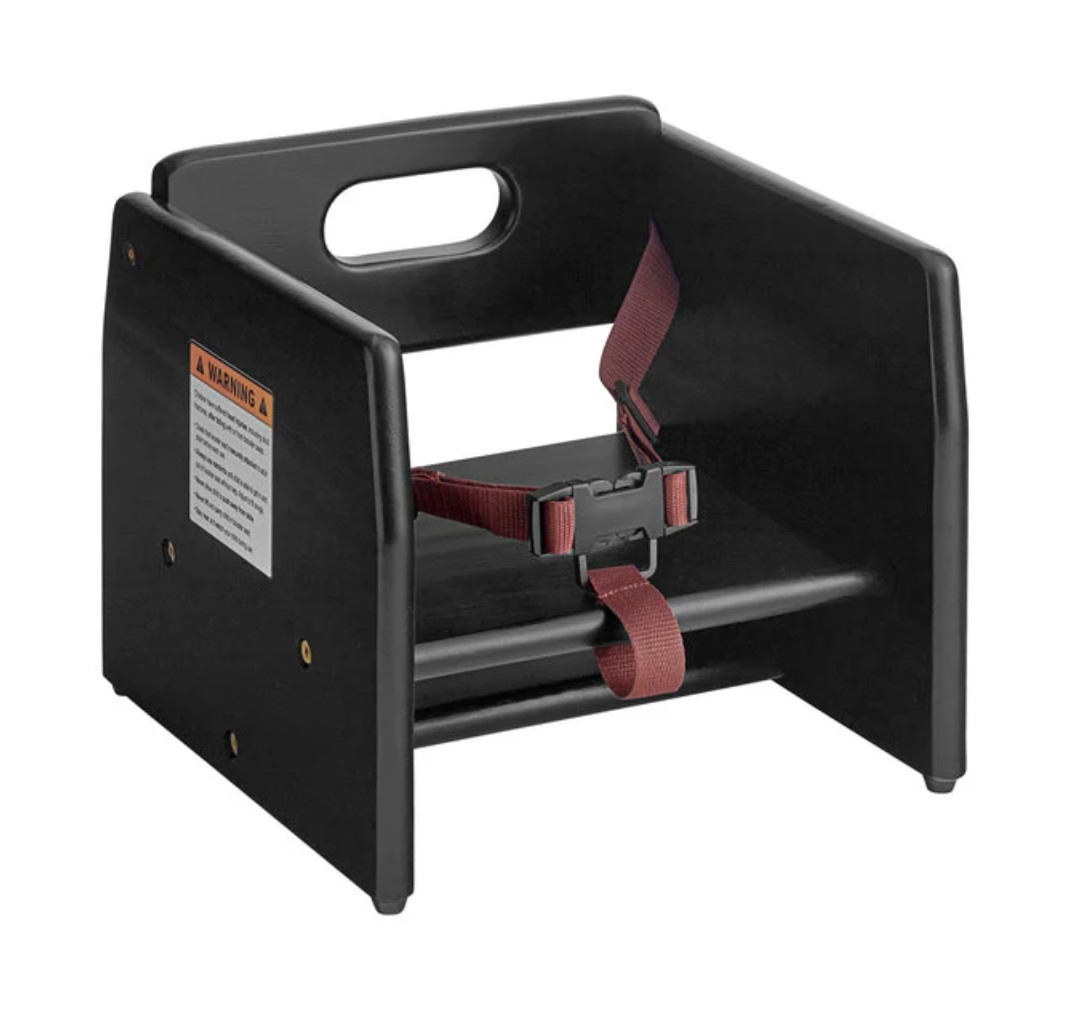 Restaurant Children Wooden Booster Seat in Black Finish - For Commercial Use