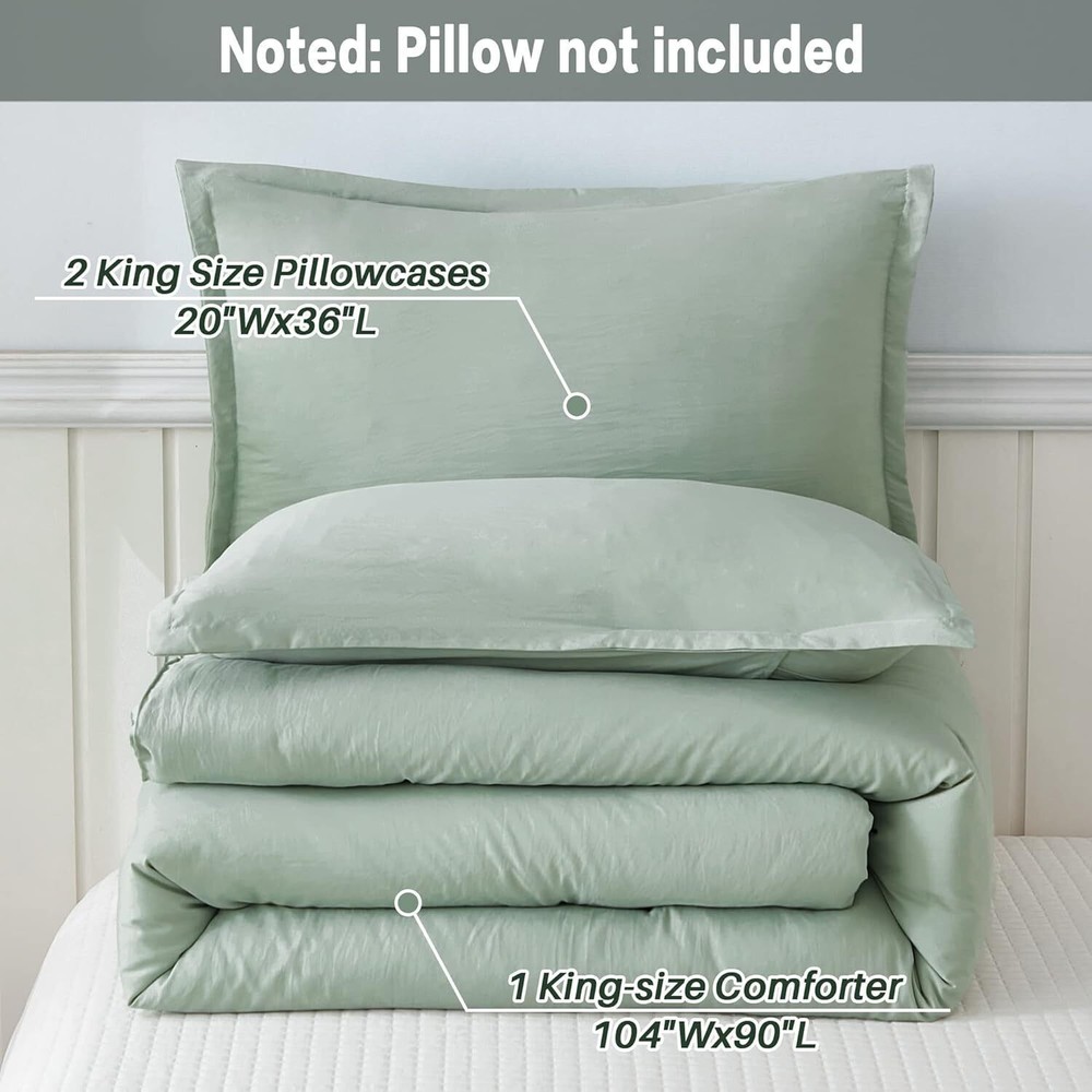King Size Comforter Set 3 Pieces Lightweight Solid Bedding All Season Home