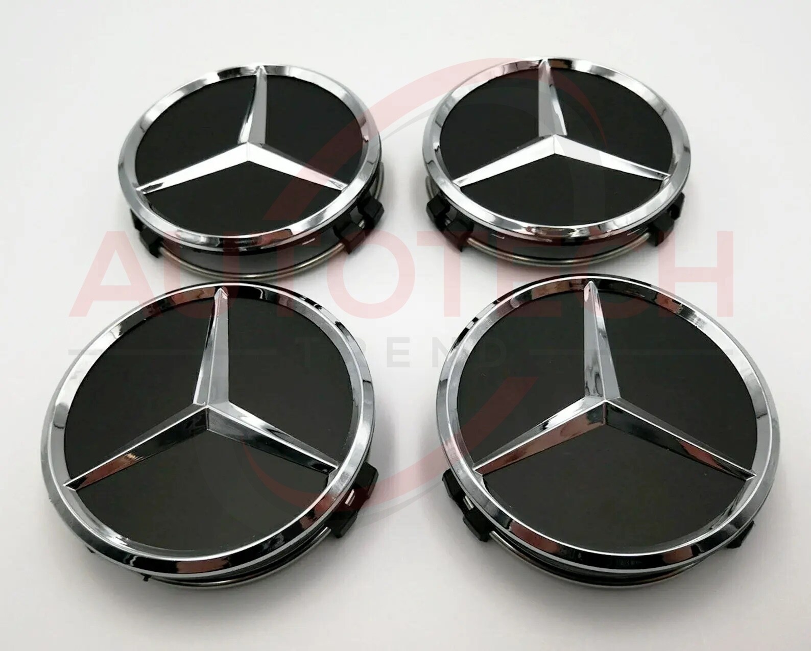 Set of 4 Center Caps Hubcaps for MercedesBenz AMG Black/Dark Blue/Silver Wreath