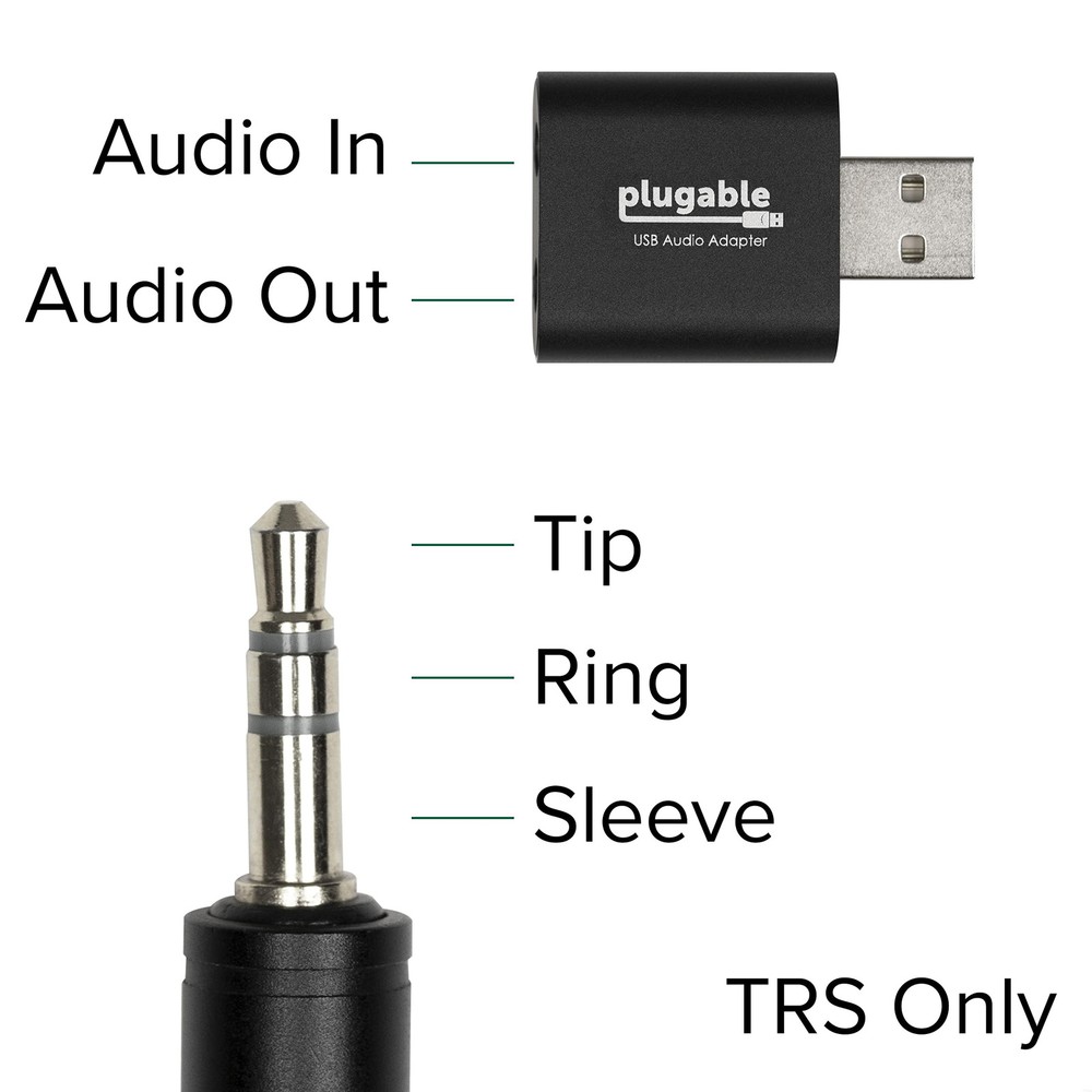 USB to Audio Jack Adapter for Headphones Microphone Speakers Windows Mac Linux