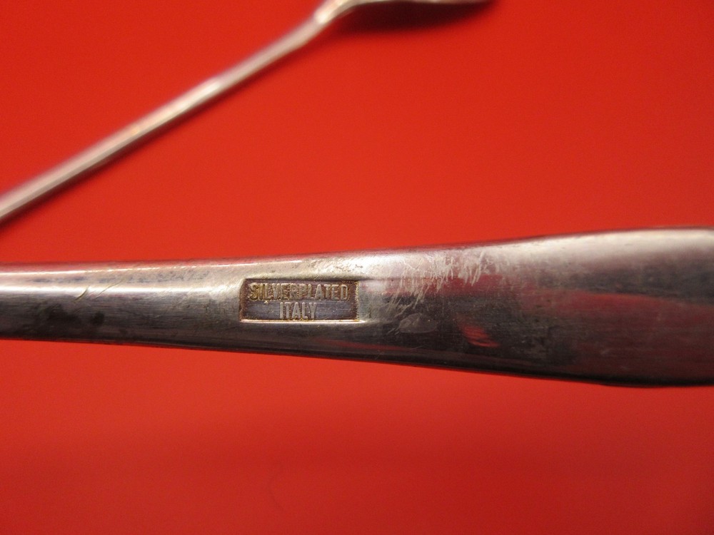 9" Vtg Flatware Silverplate Set Serving Spoon & Fork Classic Made in Italy