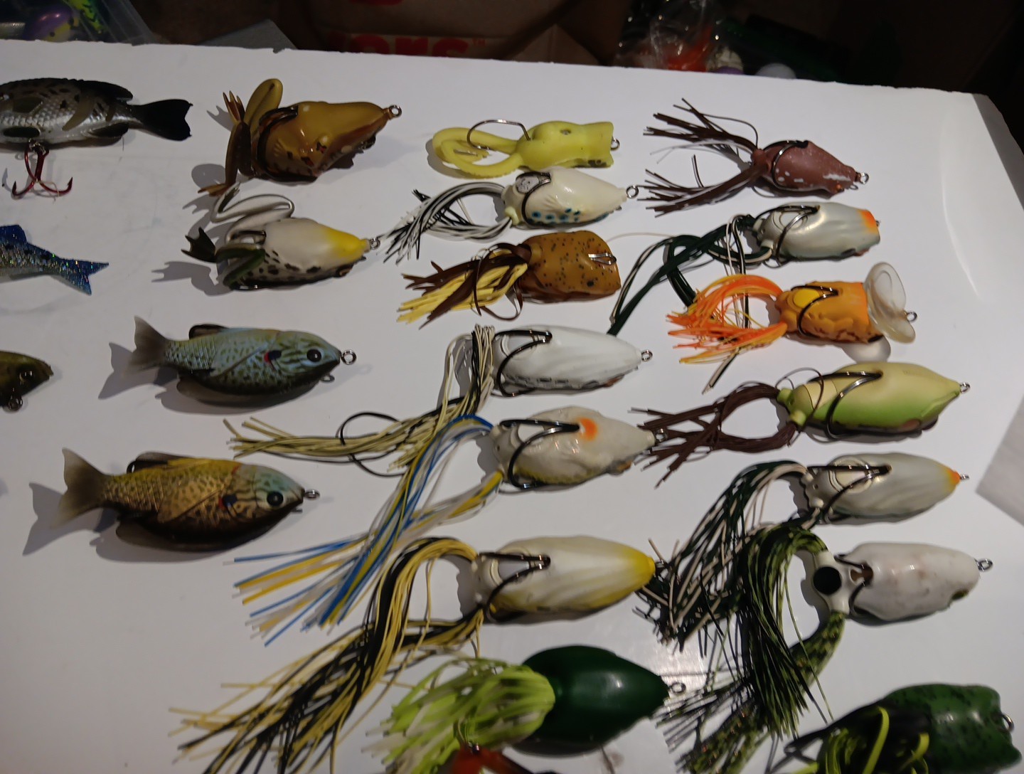 Lot of 43 Weedless & Rubber Lures Frogs, Turtle, Fish w/case