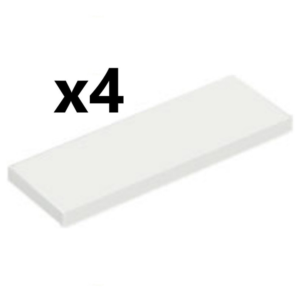 4 new LEGO White Flat Tiles, 2 x 6 studs
