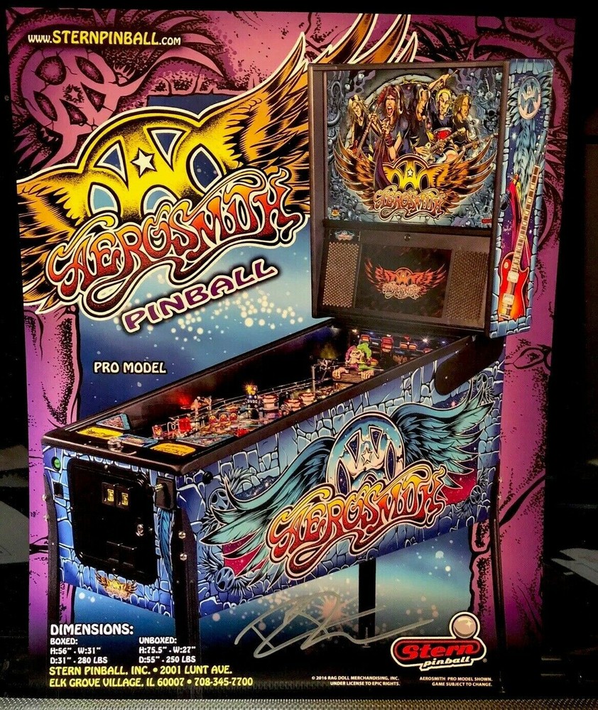 AUTOGRAPHED STERN AEROSMITH PRO PINBALL FLYER!