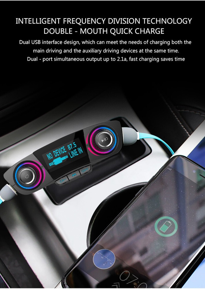1.3in LED Screen FM Transmitter Modulator Bluetooth Handsfree Car Kit MP3 Player