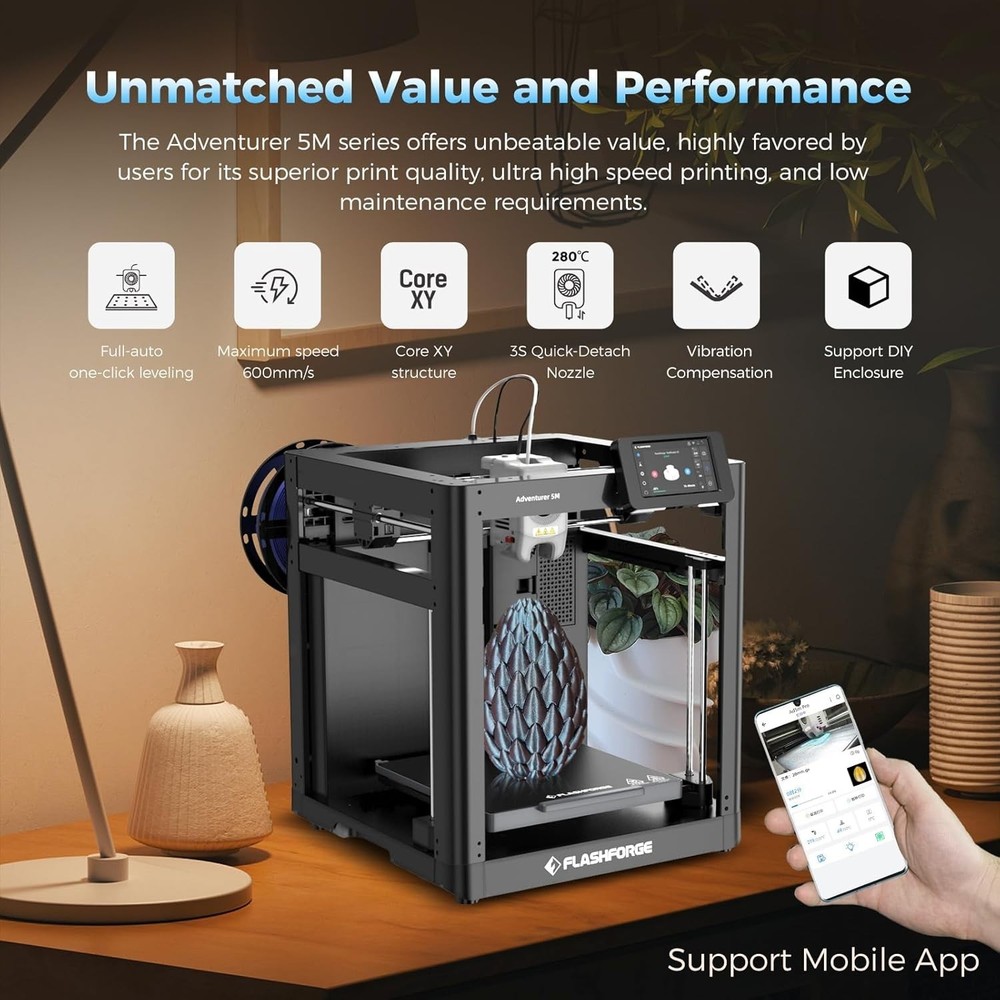 Precision 3D Printer with 220x220mm Size, Auto Leveling & Material Compatibility