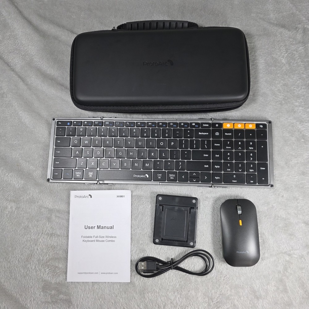 ProtoArc Foldable Keyboard and Mouse, XKM01 True Full-Size Folding Keyboard