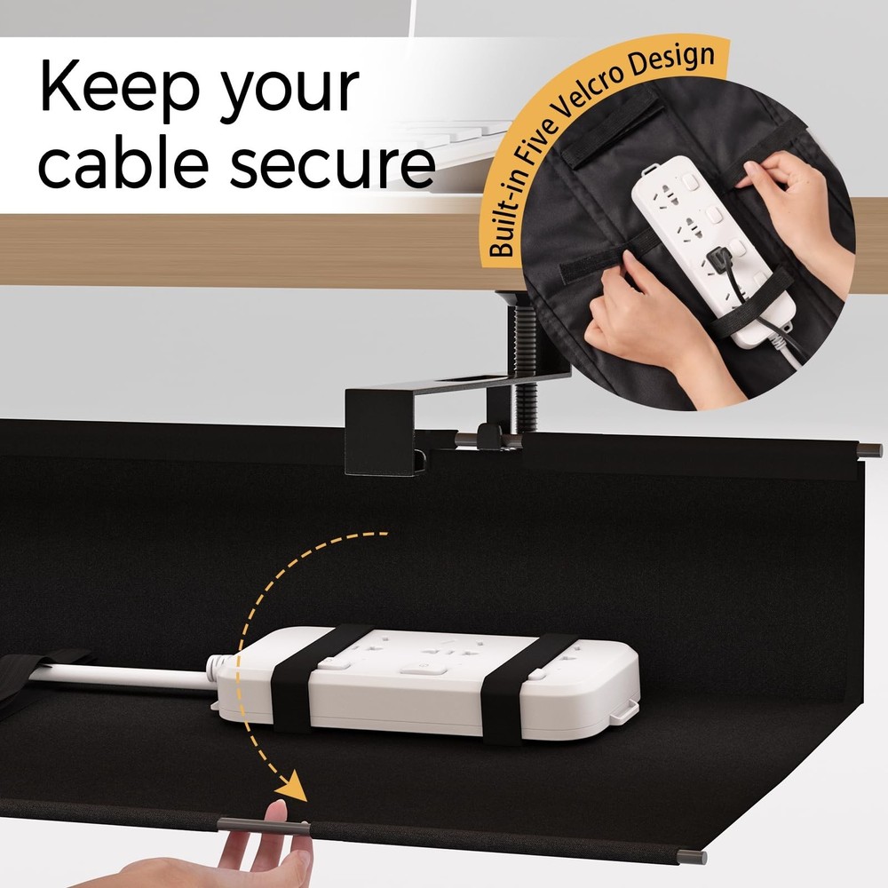 Under Desk Cable Management Tray 39.7" - No Drill Computer Wire Organizer Cab...