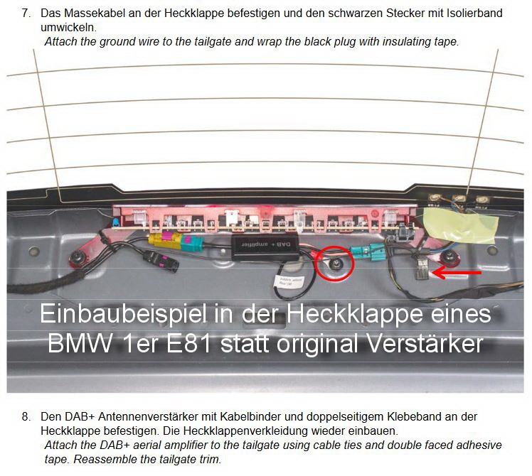 For BMW 1 Series E81 E87 Antenna Adapter + Amplifier + DAB DAB + Splitter Conversion