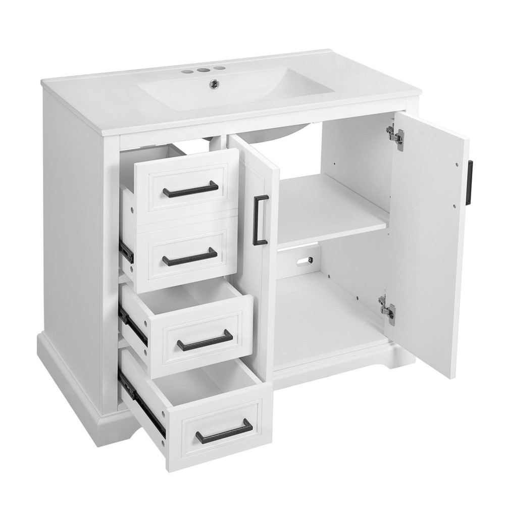Refined 36" Vanity for Medium Bathrooms – Solid Wood Frame, Ample Storage &