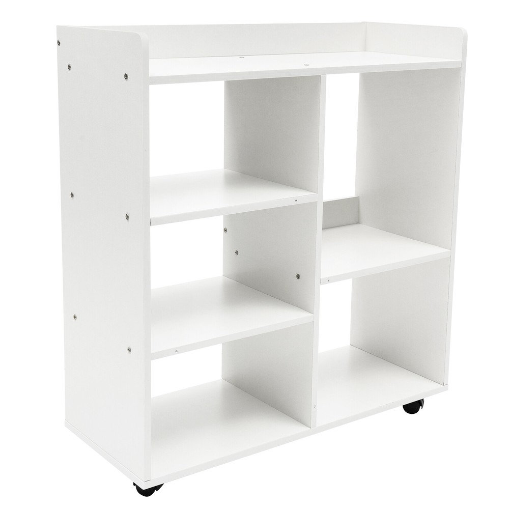 MDF Mobile Printer Stand Rolling Office Scaner Cart Storage Shelf Warm White