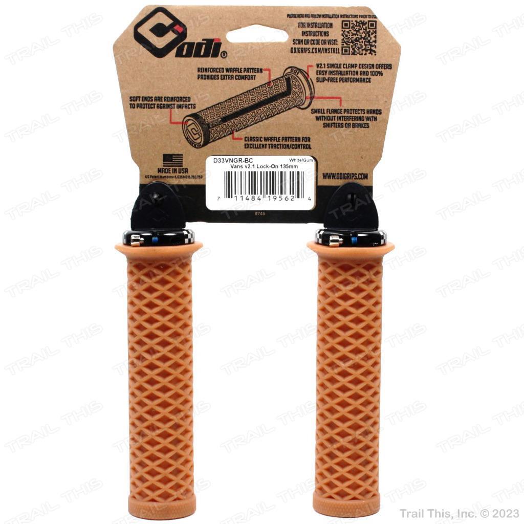 ODI Vans V2.1 Flanged Gum Lock-On MTB BMX Bike 135mm Grips Waffle Pattern