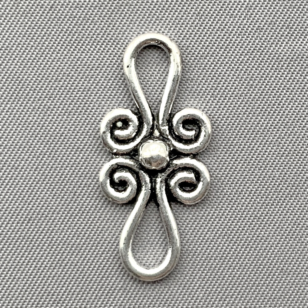 Scrollwork Links 2 Loop Connectors 26x12mm Silver Plated Alloy Q20 Per Pkg
