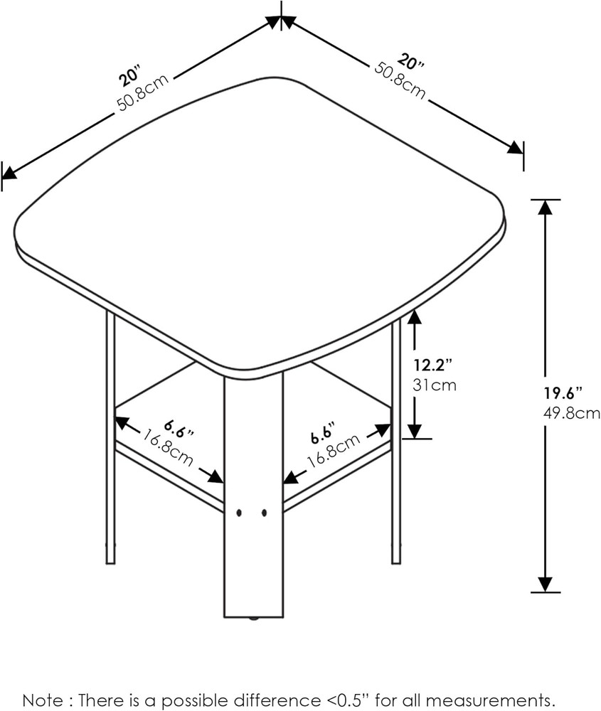 Simple Design End Table, 2-Pack, White