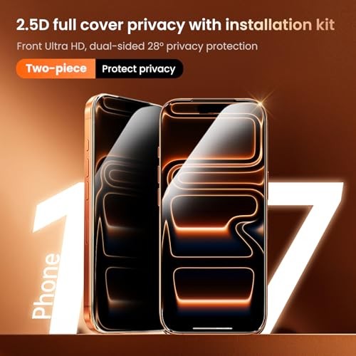 MOCOLL 2 Pack iPhone Screen Protector, privacy screen protector Ultra-Clear 17