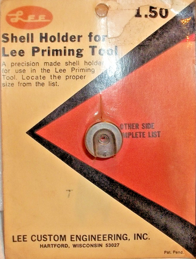 VINTAGE LEE SCREW IN TYPE SHELL HOLDER FOR LEE PRIMING TOOL SIZE T SEALED CARD