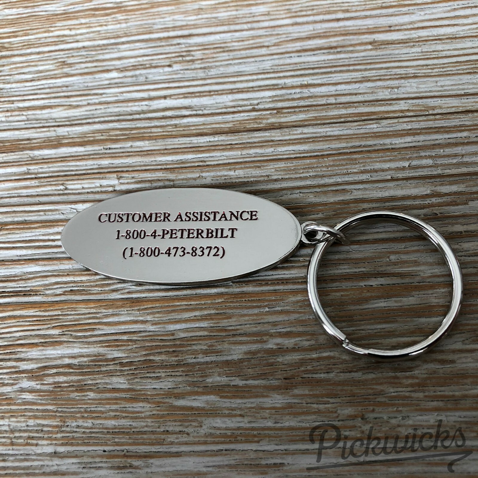 Authentic - Peterbilt Red Logo Pewter Epoxy Key Chain Tag Keychain