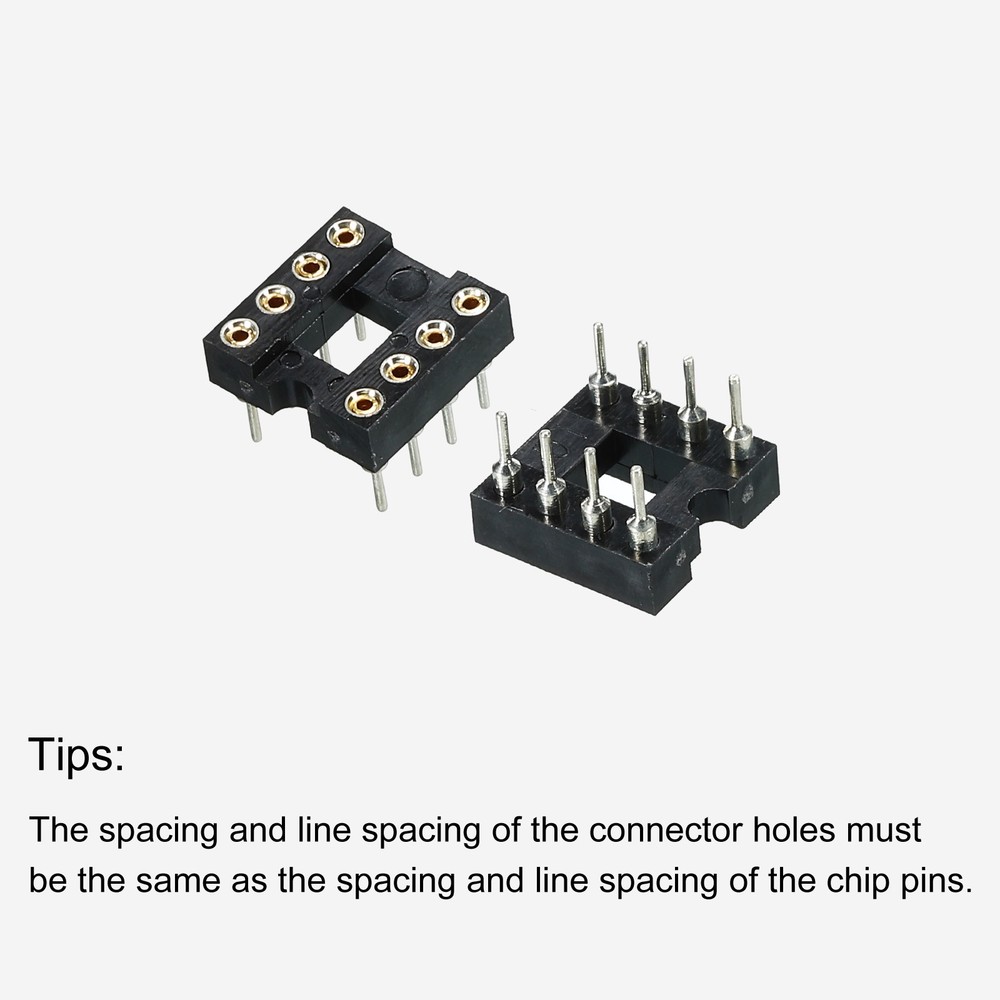 6pcs DIP IC Chip Socket Adapter Round Pin 8P 2.54mm Pitch IC Socket