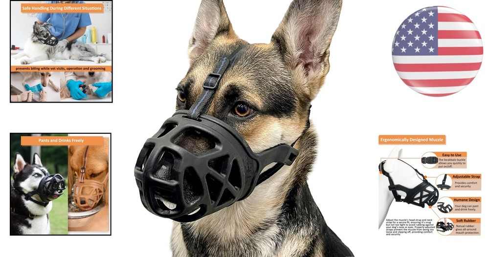 Comfortable and Secure Black Muzzle for Medium Breeds – Ideal for Training