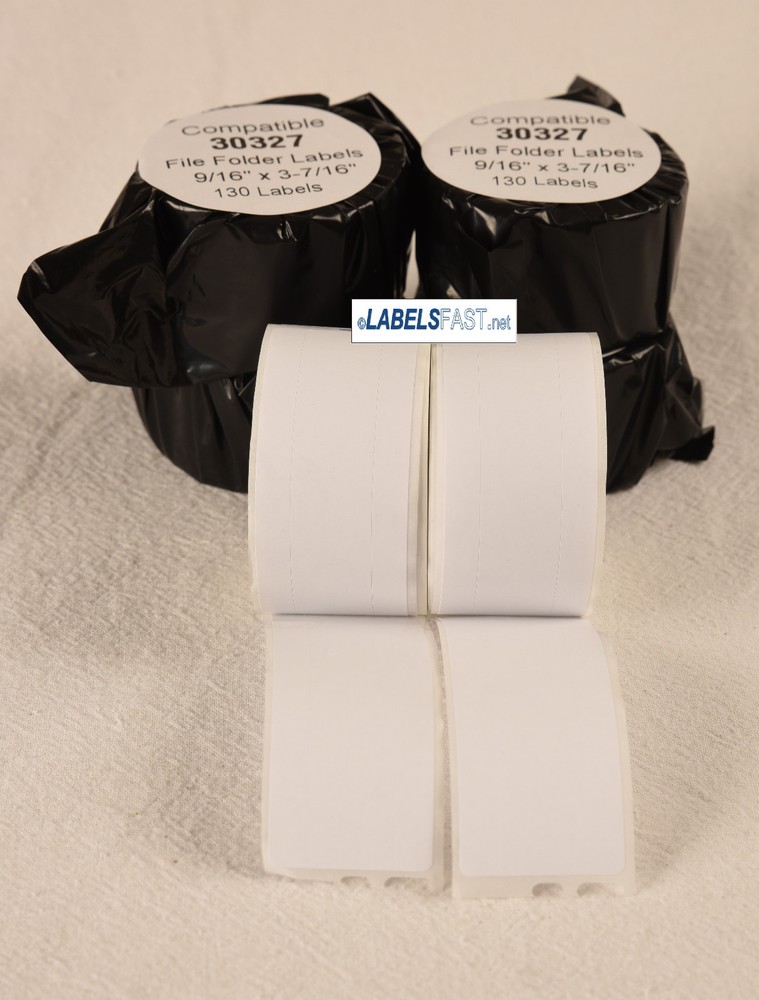 2 Rolls - File Folder Labels 130 White Rolls 30327 Compatible w/ Dymo®