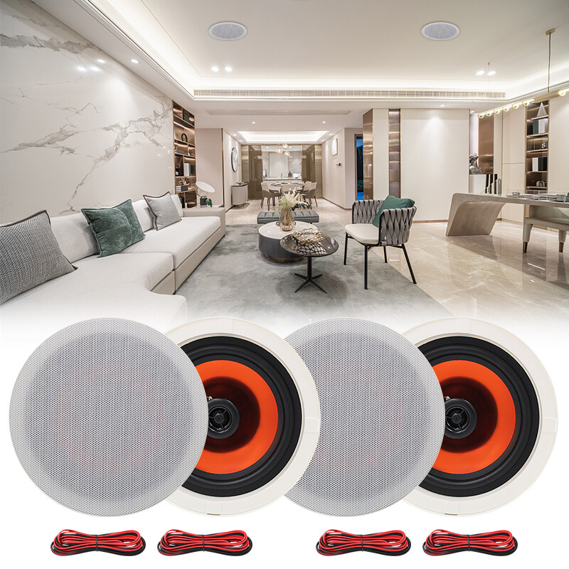 4* Herdio 6.5'' Bluetooth Ceiling Speakers 600W + USB In Wall Amplifier Receiver