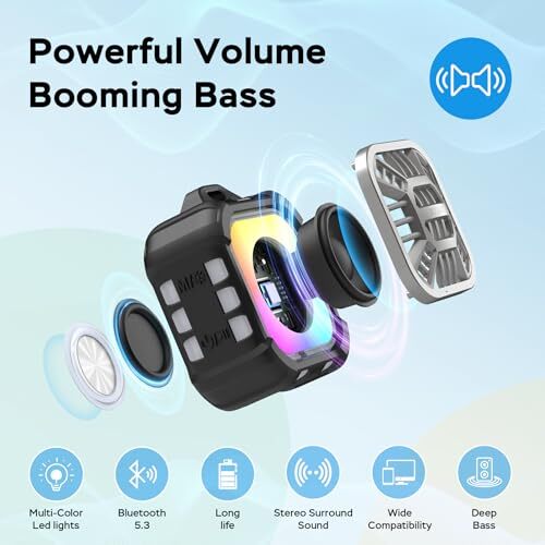Bluetooth Speaker,IPX7 Waterproof,Portable,Shower Speaker, Wireless Sync Black
