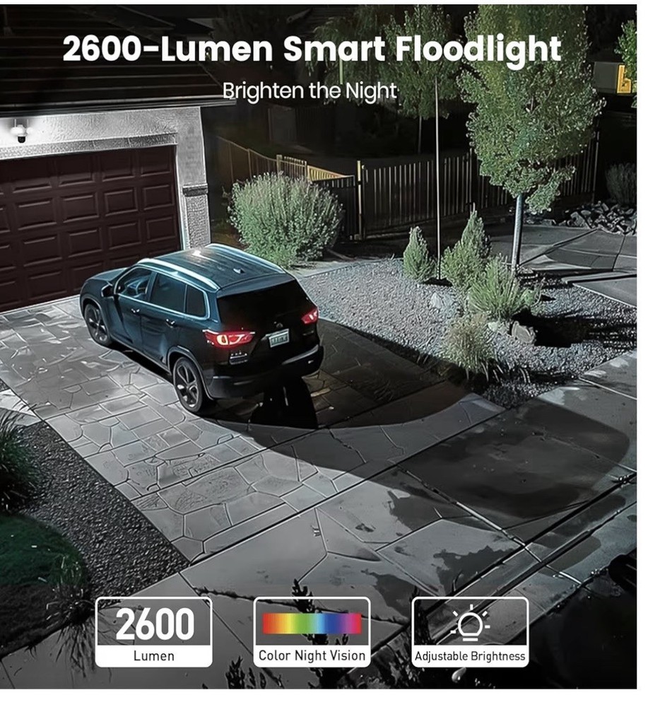 AOSU Floodlight Camera Wired, 3K UHD Security Camera Outdoor, 360°