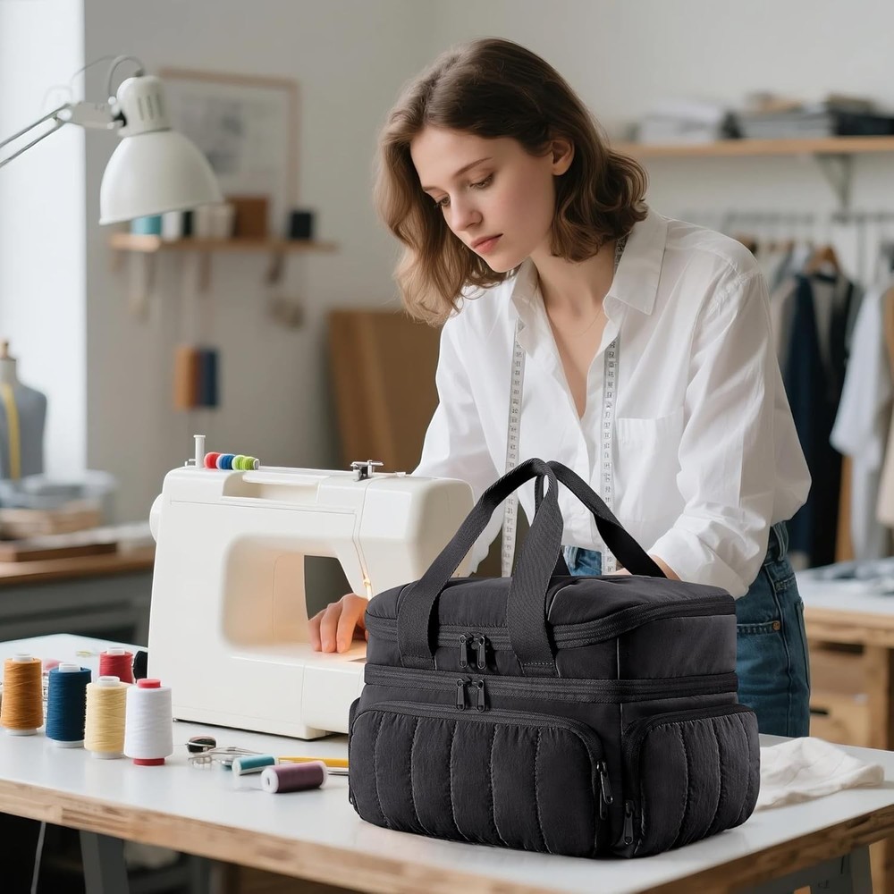 Capacity with Multiple Pockets and Detachable Dividers, Storage Box for Threads,