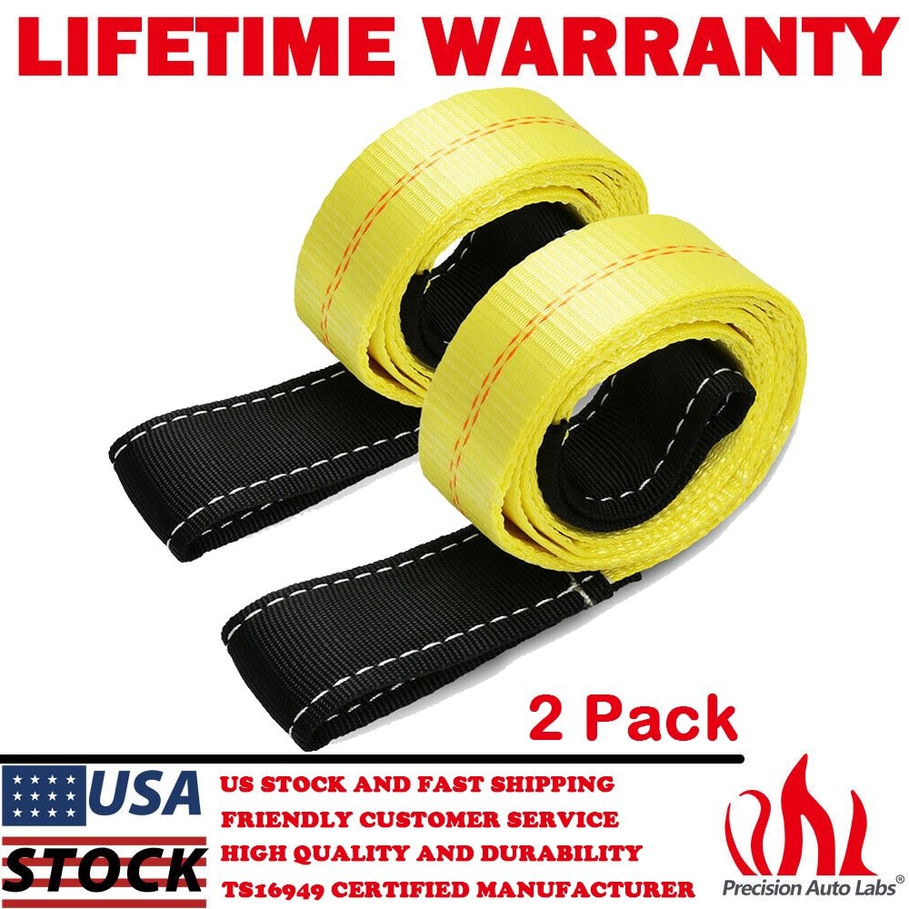 2 Pack 6' x 2" Nylon Flat Lifting Sling Strap Loops Eye & Eye Polyester Webbing