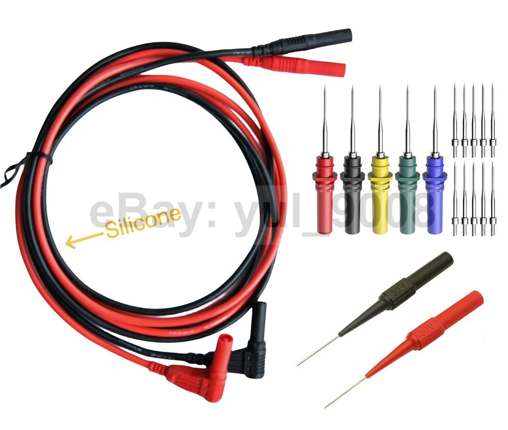 Insulation Piercing Needle + silicone test leads Banana Jack Spring +Soft Case
