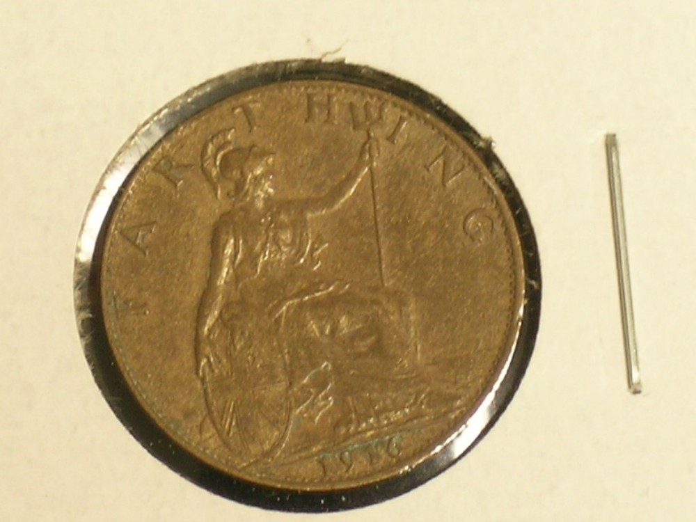Sharp 1916 Great Britain Farthing - excellent high grade                  E625-1