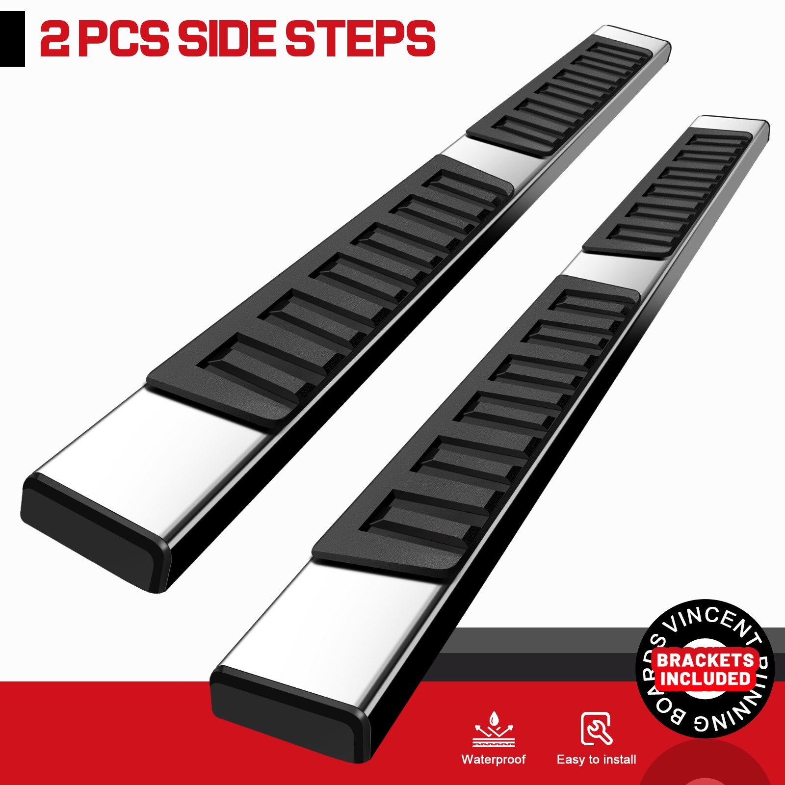 For 2009-2014 Ford F150 Super Crew Cab 6" Running Board Side Step Nerf Bar S/S H