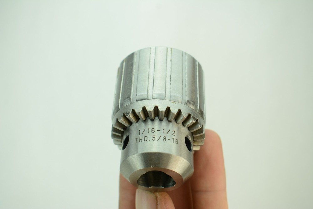 Rohm Key Type Drill Chuck 5/8"-16 NC Thread, 1/16" - 1/2" Clamping range THD