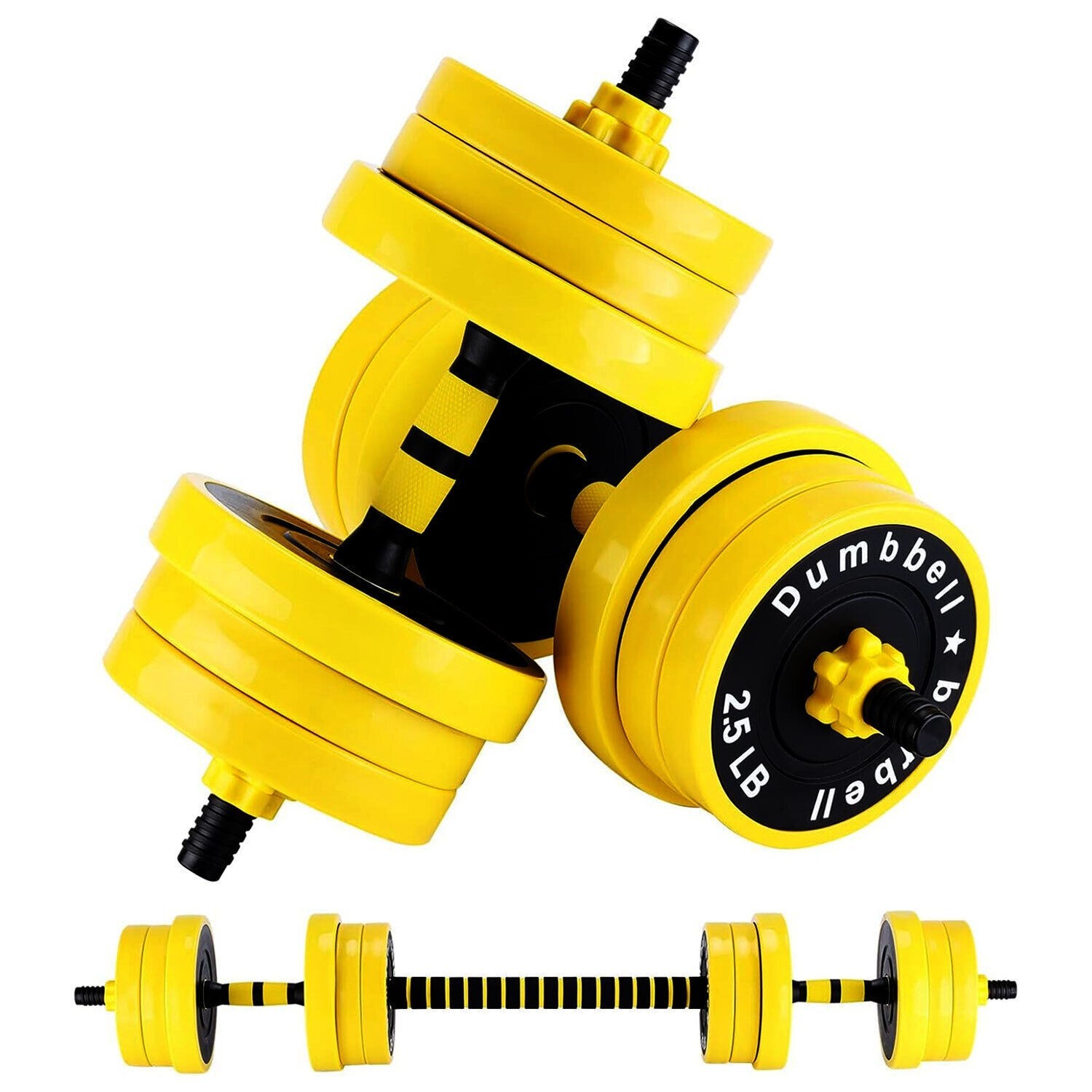 Adjustable Weight Dumbbell Set 33 LBS Cap Gym Home Barbell Plates Body Workout